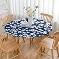 thumbnail image 3 of Dark Blue Daisy Flower Pattern Round Fitted Tablecloth with Elastic Edge,Dining Table Cover Waterproof,Outdoor Round Tablecloth for Camping,Dining,Indoor and Outdoor, 3 of 7