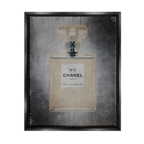 Stupell Industries Dark Fashion Brand Perfume Bottle Beauty & Fashion Painting Black Floater Framed Art Print Wall Art