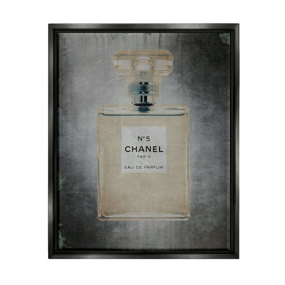 Stupell Industries Dark Fashion Brand Perfume Bottle Beauty & Fashion Painting Black Floater Framed Art Print Wall Art