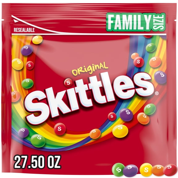 Skittles Original Chewy Candy, Family Size Resealable Bag, 27.5 oz