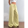 thumbnail image 6 of Wide Leg Pants for Women Flowy Palazzo Drawstring Elastic Waist Trousers Beach Vacation Clothes Yellow XXL, 6 of 8
