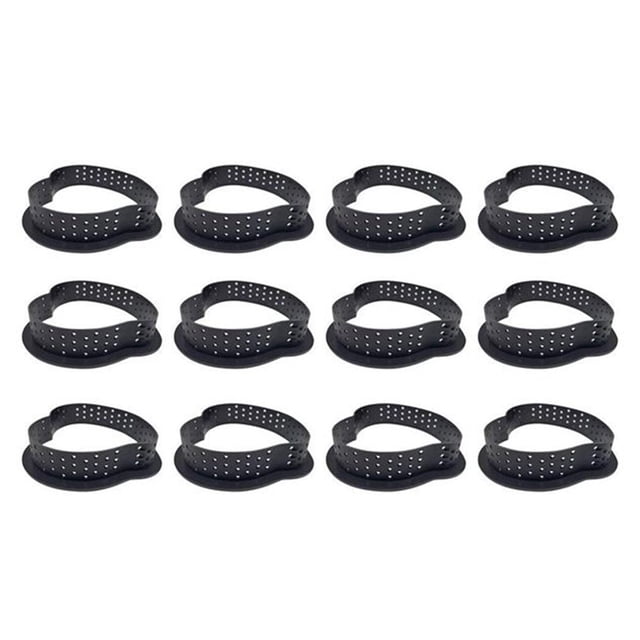 12PCS Cake Mold Perforated Cutter Cake Rings Cake Mousse Mold -Shape Cookie Cutters Circle Baking Metal Ring Molds