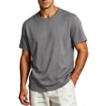 thumbnail image 3 of Sports Shirts Dqueduo Men's Short Sleeved Round Neck Elastic Breathable Top Casual Sports T-shirt Dark Gray S, 3 of 6