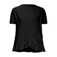 thumbnail image 4 of Womens Summer Eyelet T-Shirts Elegant Irregular Ruffle Tunic Tops Crewneck Short Sleeve Tee Shirts, 4 of 6