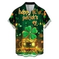 thumbnail image 2 of Blczomt St. Patrick's Day Men's T Shirts Gold Casual Summer Tees Short Sleeve Button Up Big and Tall Clover Graphic Mens Tshirt, 2 of 6