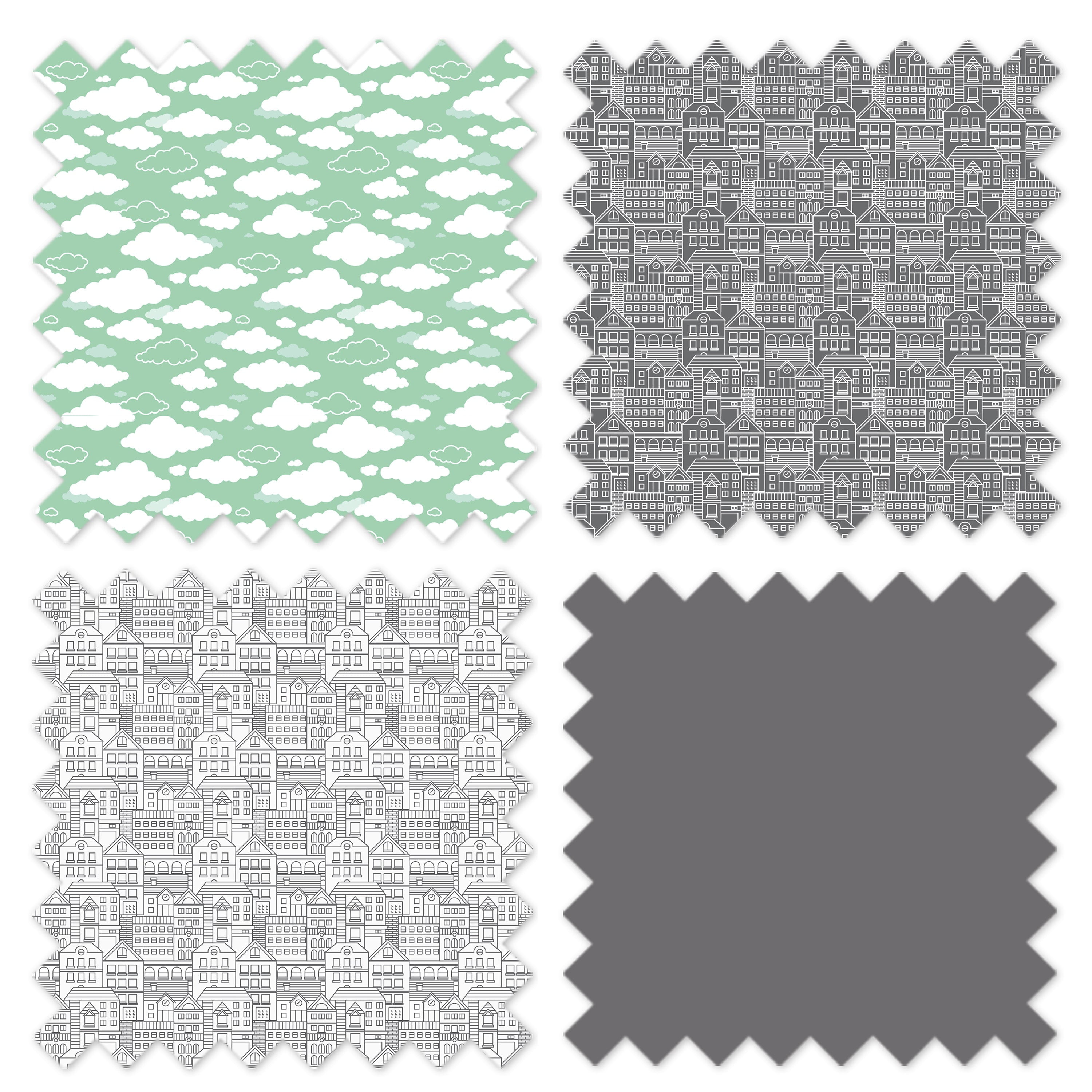 Bacati - Clouds in the City 3-Piece Crib Bedding Set - Mint/Grey Unisex