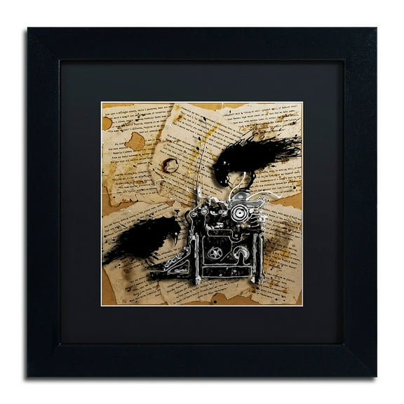 Trademark Fine Art "Quoth the Raven 1" Canvas Art by Roderick Stevens, Black Matte, Black Frame
