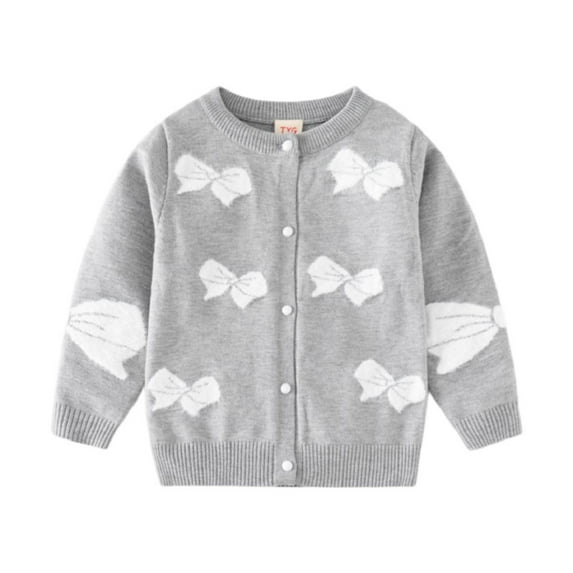 Godderr Kid Baby Girl Print Cute Cardigan Long Sleeve V Neck Brushed Sweater V-Neck Toddler Outerwear