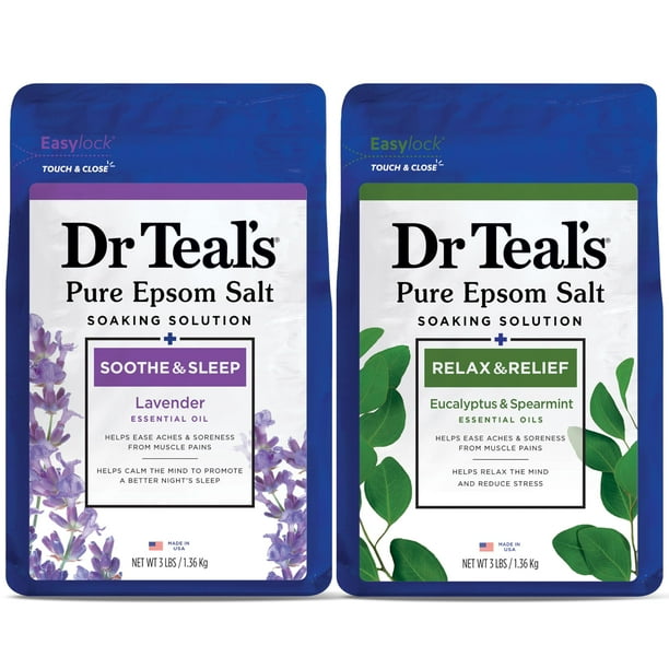 Sal Epsom Dr. Teal's de lavanda y eucalipto, 2 x 2,72 kg