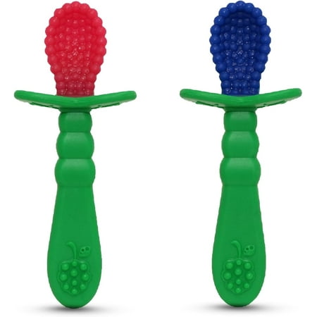 RaZbaby RaZberry Infant Training Spoon, 6m+ Red & Blue, 2 Count (Pack of 1)