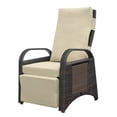 thumbnail image 2 of Outdoor Recliner Chair, Adjustable Backrest Patio Wicker Recliner Lounge Chair with Separate Adjustment Mechanism and Removable Soft Cushion, Ergonomic for Home, khaki, 2 of 8