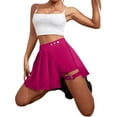thumbnail image 5 of Mini Skorts, Asymmetric Pleated Skirts Wrapped Skort With Leg Bands For Leisure, Music Festivals, Casual Outings & Everyday High Waisted Summer Dress For Women & Teen Gils (Hot Pink, L), 5 of 7