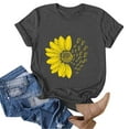 thumbnail image 5 of Women's T Shirts Short Sleeve Sunflower Butterfly Printed Shirt Round Neck Fashion Top Lightweight Soft Outfit Clothes Summer Casual T-shirt Tops, 5 of 5