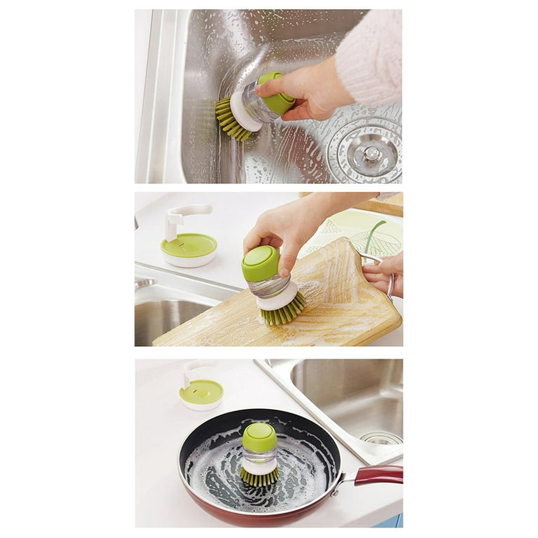 Gulee Soap Dispensing Palm Brush, Kitchen Cleaning Brush Scrubber for  Pot/Dish/Pan/Sink, Good Grips, With Storage Stand 
