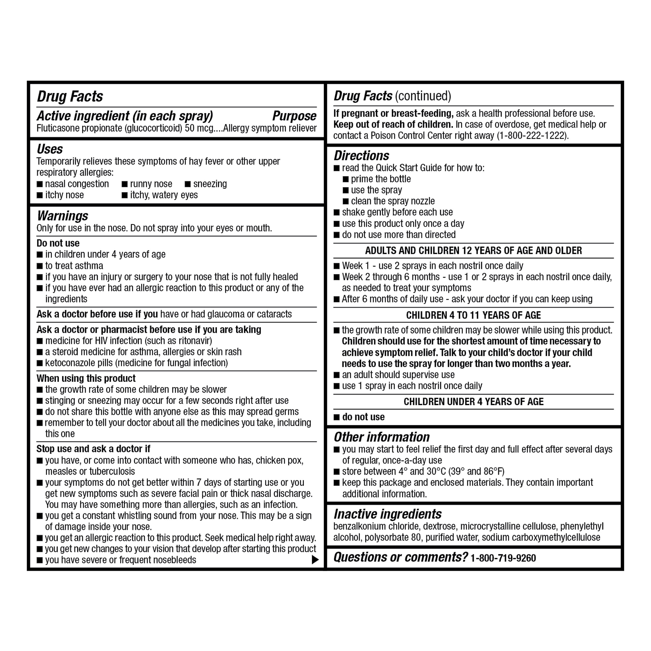 Equate Fluticasone Propionate Nasal Allergy Relief Spray, 50 mcg, Non-Drowsy