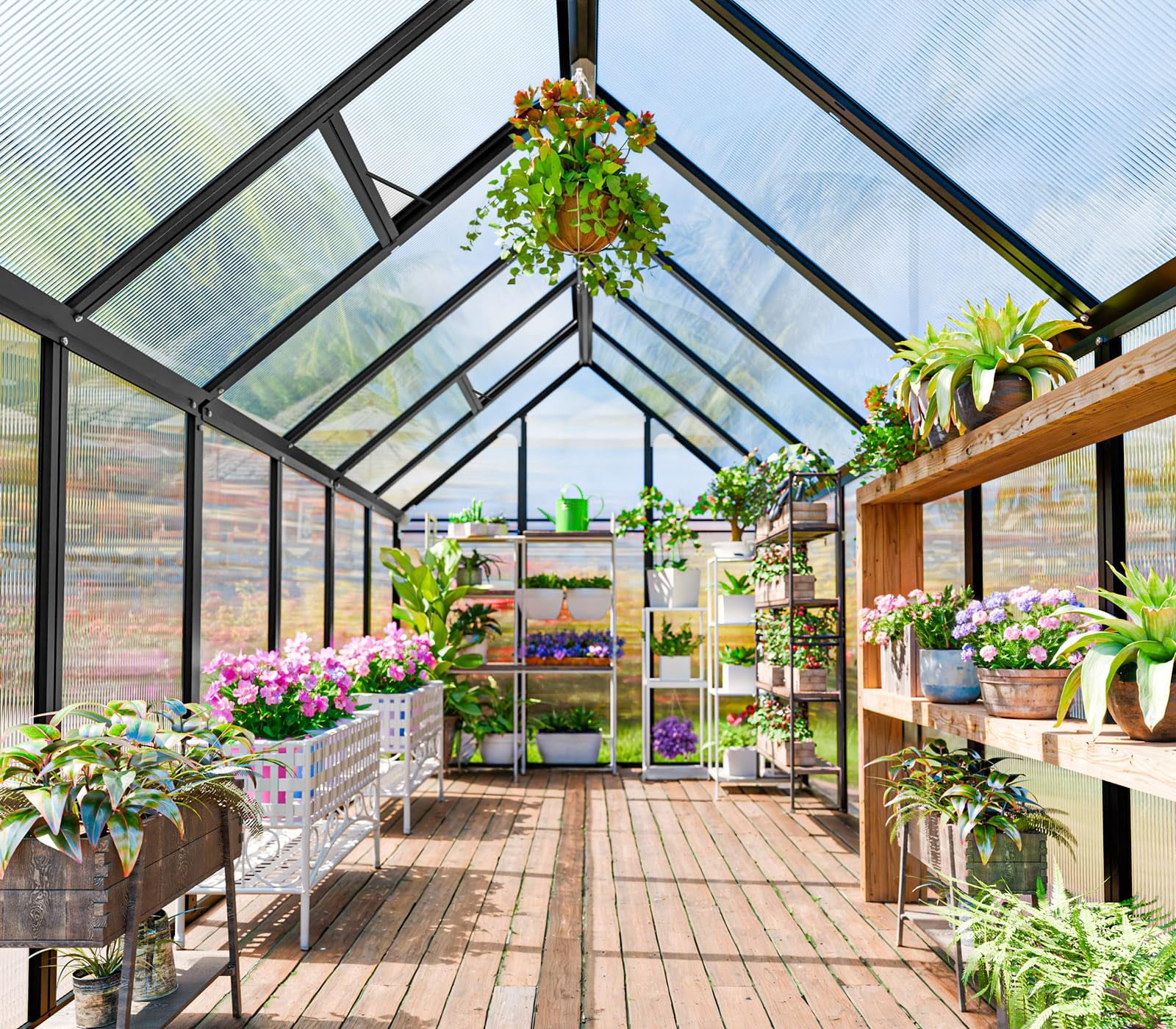 Large Walk-in Greenhouse 16.5x10.2x10 FT Polycarbonate Greenhouse