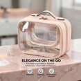 thumbnail image 5 of Clear Travel Toiletry Bag for Women, Pink Hanging Makeup Cosmetic Bag with Handle, 8.3 in PVC Waterproof Double Layer Zippered Travel Pouch, 5 of 8