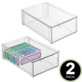 thumbnail image 2 of mDesign Plastic Stackable Bathroom Storage Organizer with Drawer, 2 Pack, Clear, 2 of 9
