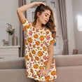 thumbnail image 3 of Gaeub Orange Autumn Leaves Print Women's Short-Sleeved Nightdress,Loose Comfy Pajama Sleepwear,Summer Night-dresses for Women, 3 of 6