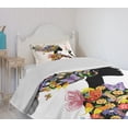 thumbnail image 4 of Ambesonne Colorful Quilted Bedspread Set 2 Pcs, Flowers with Butterfly, Twin Size, Multicolor, 4 of 6