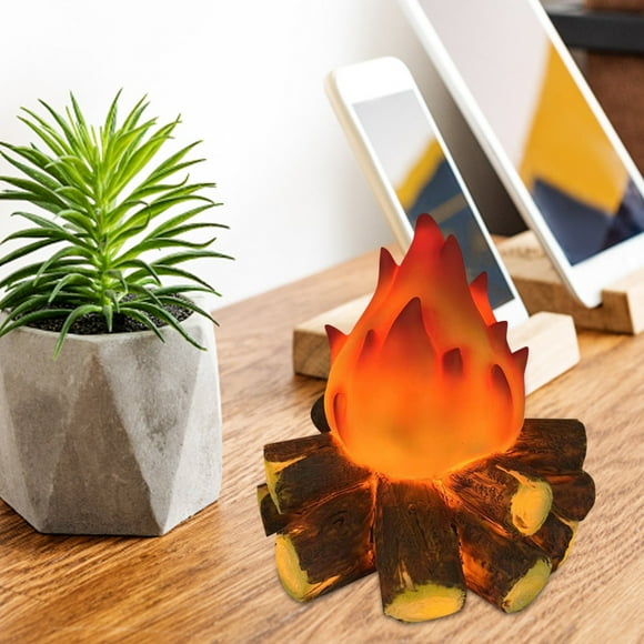 Boreal Craft Ornament for Christmas Trees Elegant LED Resin Wood Log Flame Effect Decorative Scene Prop Battery Operated Night Light Modern Minimalist Lamp For Home Décor Fireplace