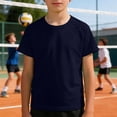 thumbnail image 3 of Ticikt Boys' Mesh Short Sleeve T-Shirt, Kids Quick Dry Breathable Athletic Tee, Lightweight Crew Neck Sports T Shirt for Kids 3-12Y,Navy, 3 of 4
