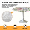 thumbnail image 2 of Elastic Fitted Round Tablecloth, Spring Floral Waterproof Stretch Table Cover for 36"-44" Tables, Pink Blue Flowers Butterfly Farmhouse Washable Outdoor Tablecloths for Patio, Picnic, Camping, 2 of 9