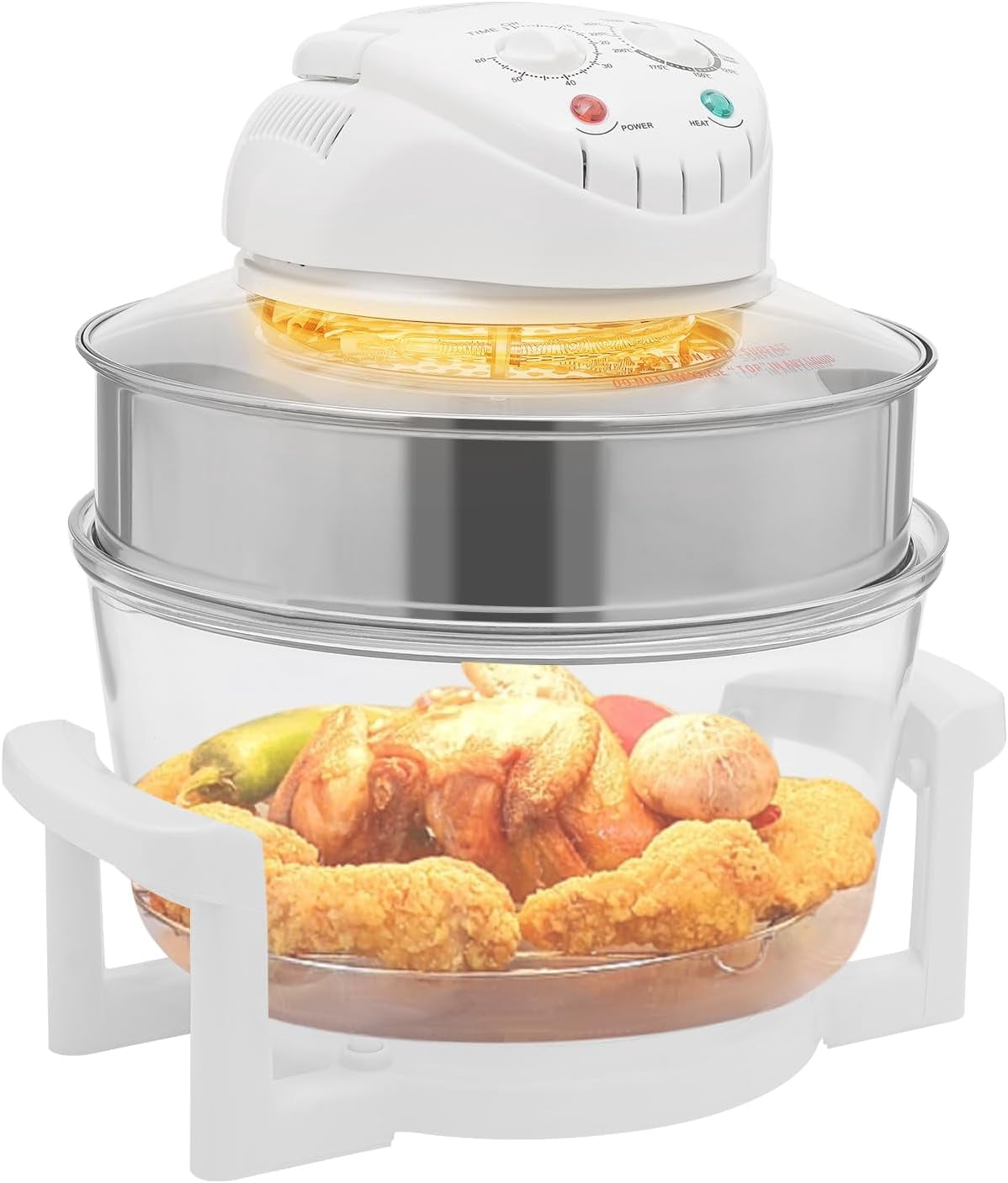 Air Fryer Oven 360 ° Vertical Heating High Boron Heat-Resistant Glass Air Fryer Combo with Automatic Power-off Handle, Electric Convection Oven for Defrost, Bake, Steam, Fry