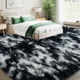 thumbnail image 3 of Janvonne 9x12 Fluffy Shag Area Rug, Ultra Soft Plush Fuzzy Shaggy Carpet for Living Room Bedroom, Non-Slip,Cozy Indoor Home Decor, Tie-dye Black and White, 3 of 8