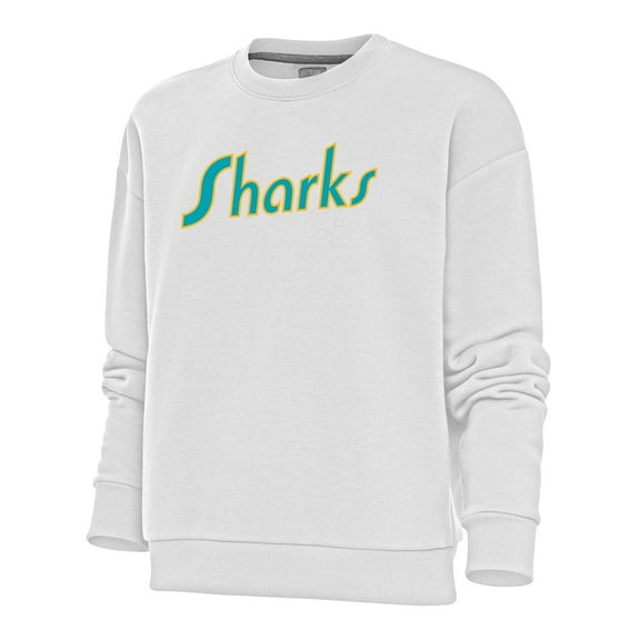 Women's Antigua White San Jose Sharks Special Edition 2.0 Victory Crewneck Pullover Sweatshirt