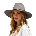 thumbnail image 2 of Timeless Fedora Hat For And – Wide Brim Jazz Style With Ethnic Design Flat Unisex Fashion Headwear, Grey, 2 of 5