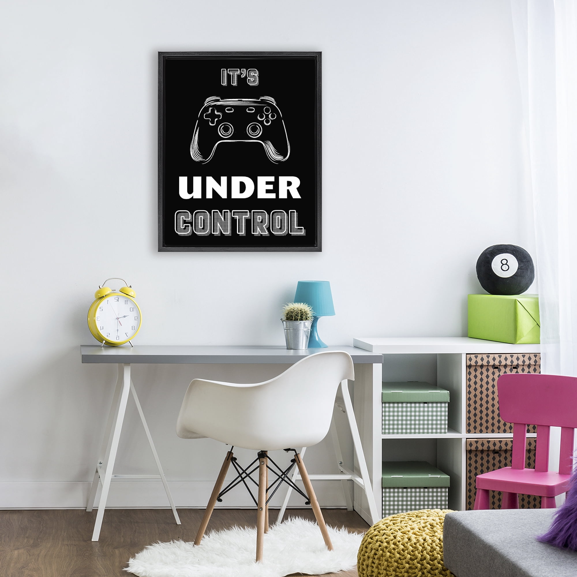 Stupell Industries Under Control Gamer Black Framed Floater Canvas Wall Art, design by Marcus Prime