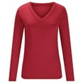 thumbnail image 4 of Timegard Womens Going out Tops V Neck Long Sleeve Comfy Slim Fitting Basic Tee Casual Solid Color Top, 4 of 7