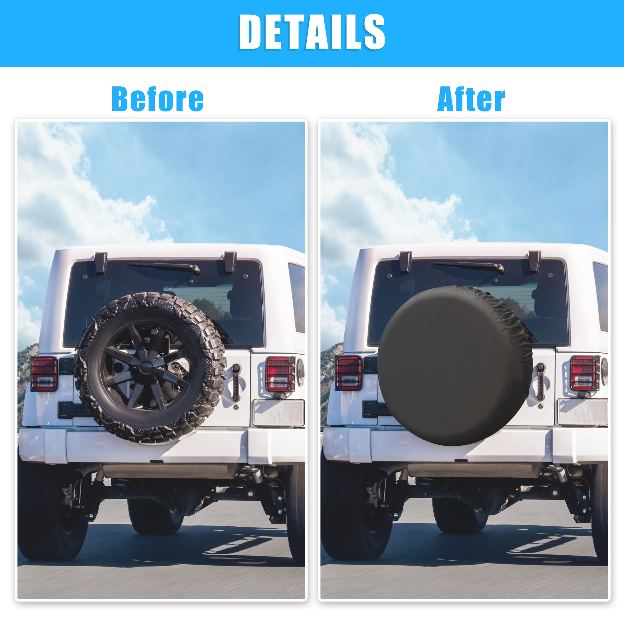 Unique Bargains 190T Polyester Spare Tire Cover for Jeep Trailer RV SUV Truck Black 17inch