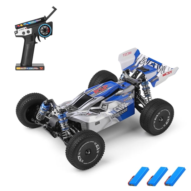 WLtoys 144011 Coche de Control Remoto 1/14 2,4 GHz 65 KM/H Coche Todoterreno de Alta Velocidad Vehículo 4WD Regalos para niños Adultos 3 baterías