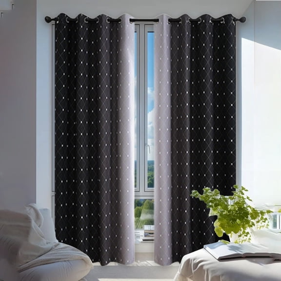 Btomtd 2pcs Blackout Curtains with Gradient Look, Heat Insulating Sunscreen Curtains for Bedroom, Blackout Curtain Panel Pairs for Living Room and Balcony - 51.96"x62.99", Black-S