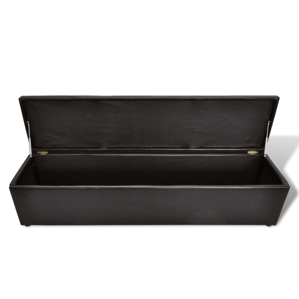 Kepooman Leather Storage Chest with Wooden Feet for Bedroom, Brown Kepooman Leather Storage Chest with Wooden Feet for Bedroom, Brown