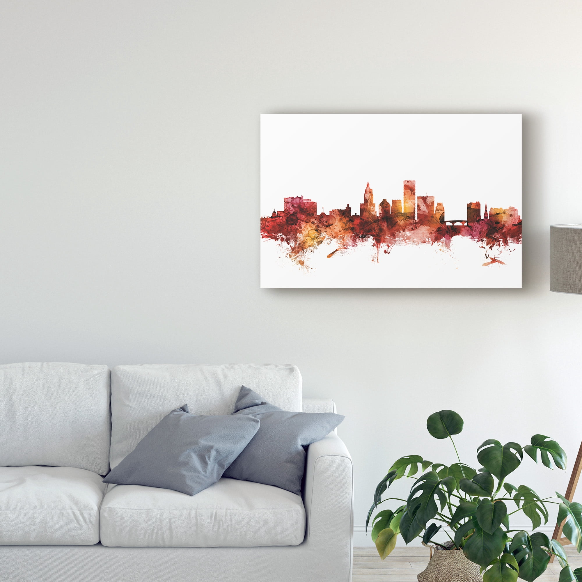 Trademark Fine Art 'Providence Rhode Island Skyline Red' Canvas Art by Michael Tompsett