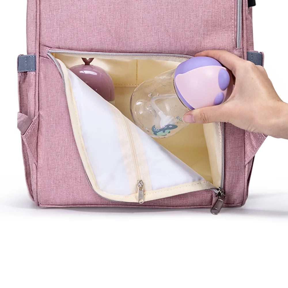 Sunveno Quilted Diaper Backpack Large Capacity Diaper Bag, Pink