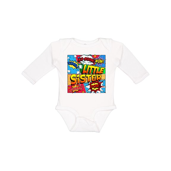 Inktastic Little Sister Comic Book Girls Long Sleeve Baby Bodysuit