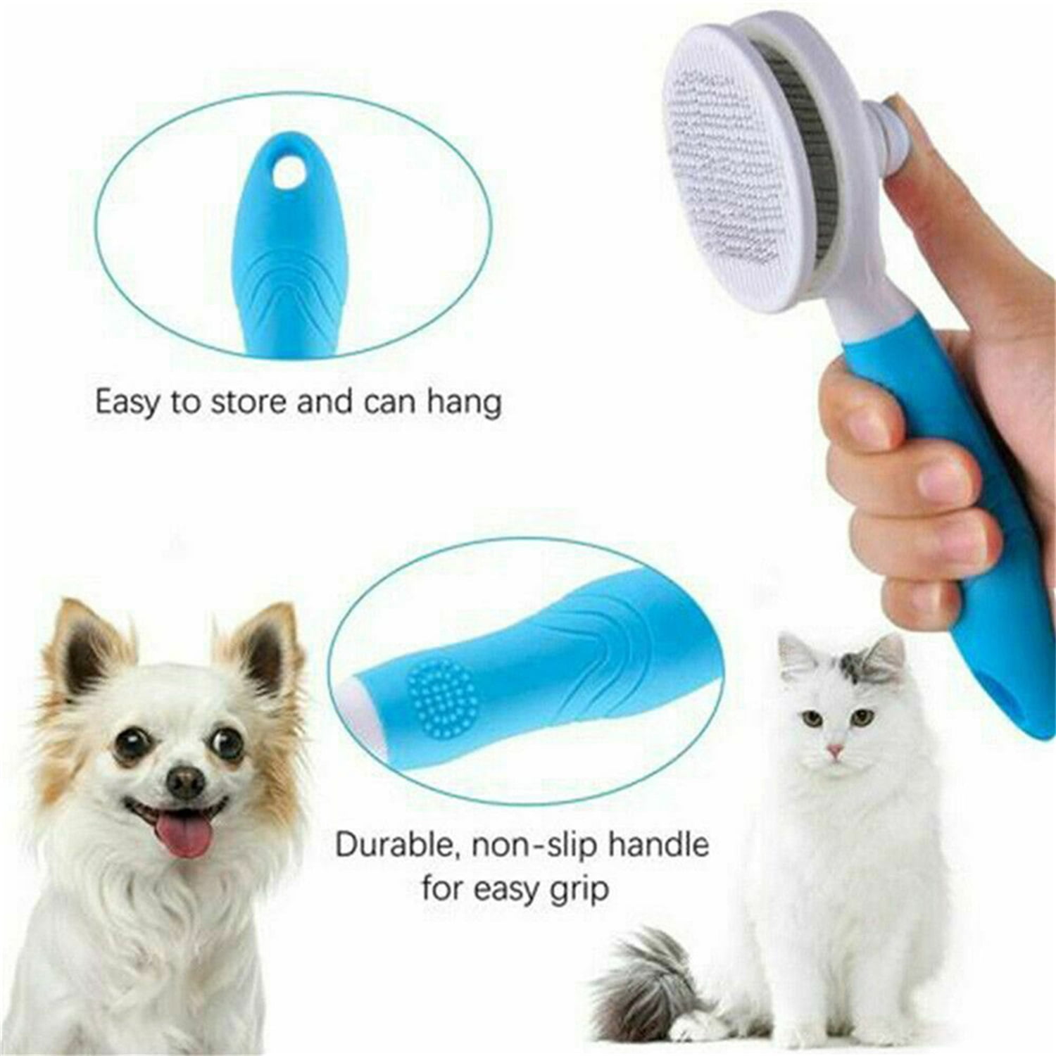 Pefilos 5" Cat Grooming Brush, Slicker Brush for Dogs and Cats Shedding & Grooming, Self Cleaning Pet Brush, Pet Hair Brush Remover Tool Cat Dog Dematting Comb Needle Reduce Lint, Blue Pefilos 5" Cat Grooming Brush, Slicker Brush for Dogs and Cats Shedding & Grooming, Self Cleaning Pet Brush, Pet Hair Brush Remover Tool Cat Dog Dematting Comb Needle Reduce Lint, Blue