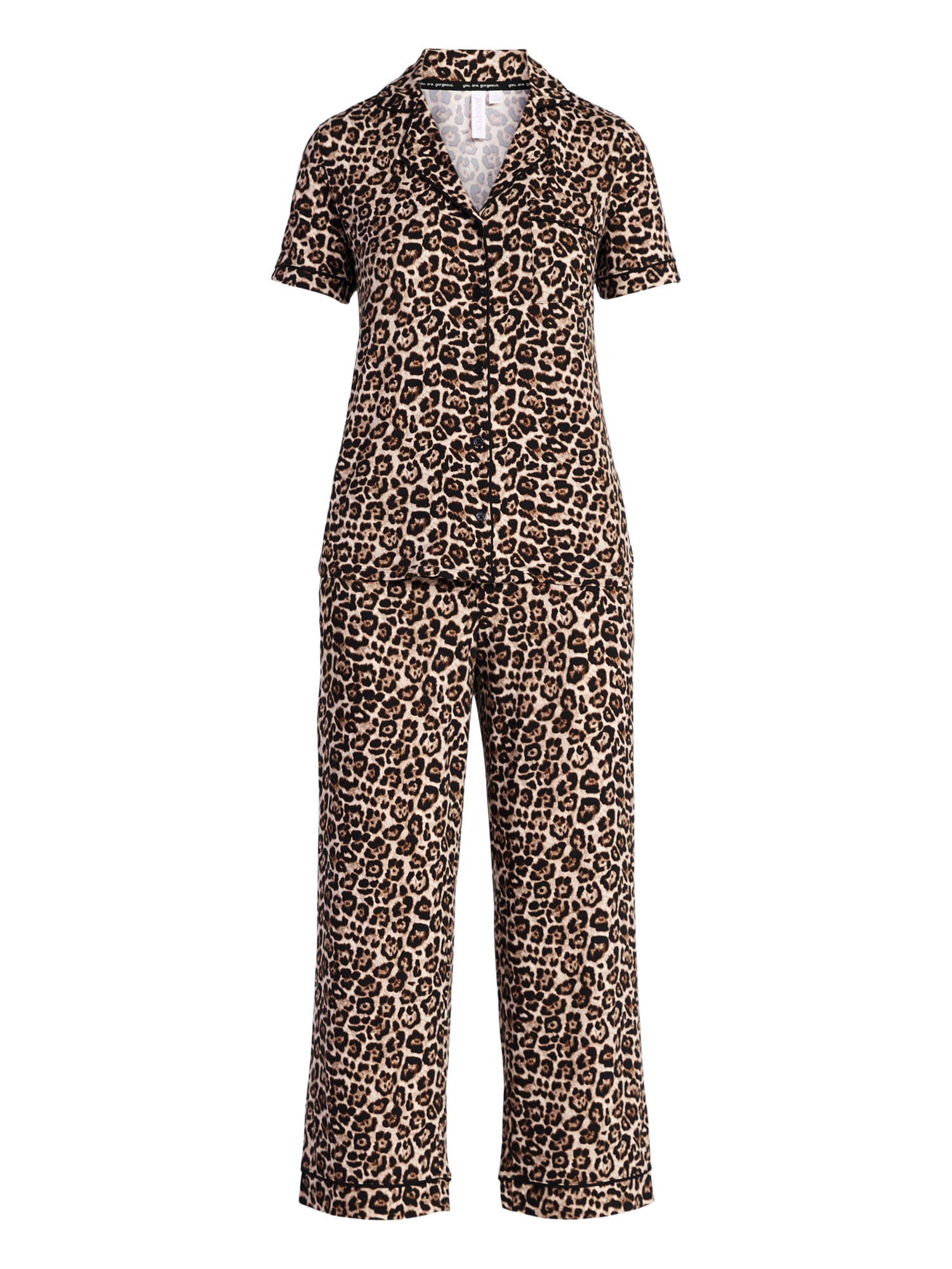 Joyspun Women's Dreamy Soft Collection Notch Collar Top and Capri Pants Pajama Set, 2-Piece, Sizes XS-3X