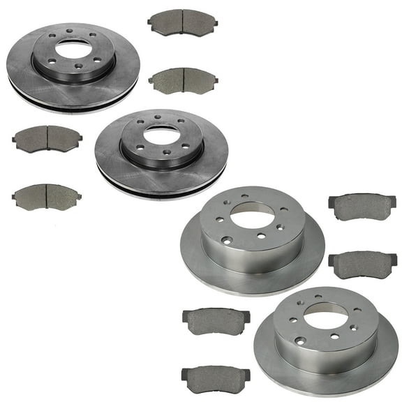 TRQ Front and Rear Brake Pad & Rotor Kit Brake Pads Brake Rotor Ceramic Fits Select 2001 Kia Optima