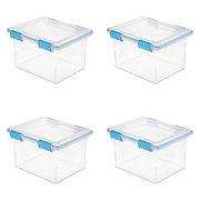 GROWTOCHOICE 32 Quart Gasket Box - Clear Base and Lid, Blue Aquarium (Set of 4) Blue-4.0 / United States