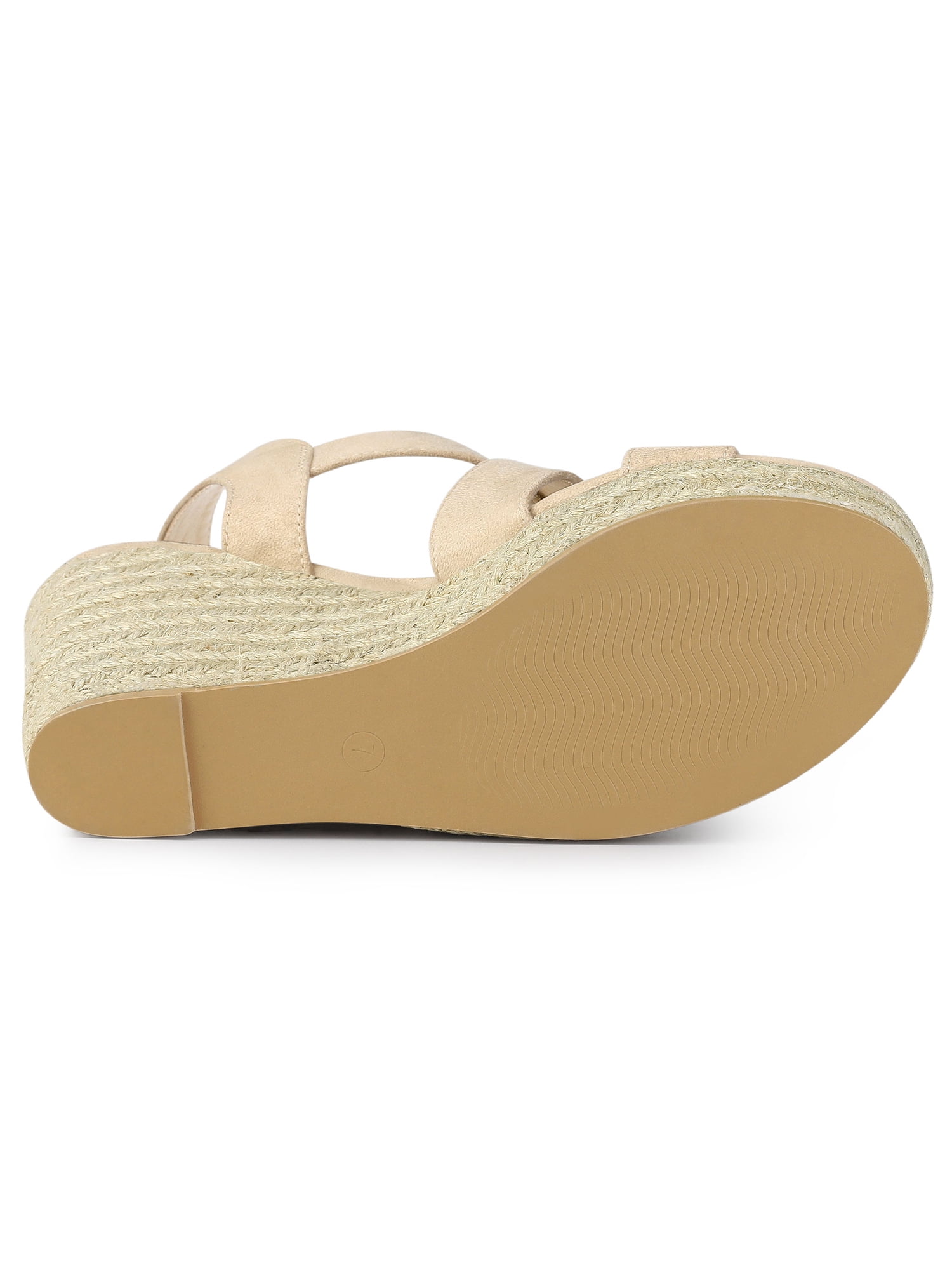 DARING DIVA Women's Stylish Espadrilles Platform Slingback Wedges Sandals Beige 8.5
