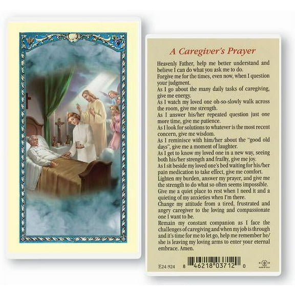 Caregiver Prayer Laminated Catholic Prayer Holy Card with Prayer on Back, Pack of 25