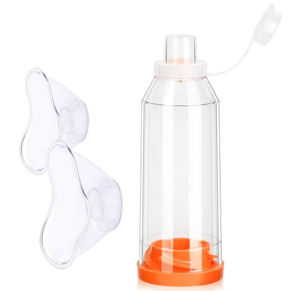 Spacer for Kids and Adults with 2 Masks and Orange Medication Chamber