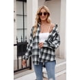 thumbnail image 6 of XCHQRTI Plaid Pocket Shirt for Women Lapel Button Down Blouse Casual Long Sleeve Tops, 6 of 6