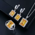 thumbnail image 5 of Square Cubic Zirconia Necklace Earrings Ring Silver Plated Green CZ Jewelry Set, 5 of 8