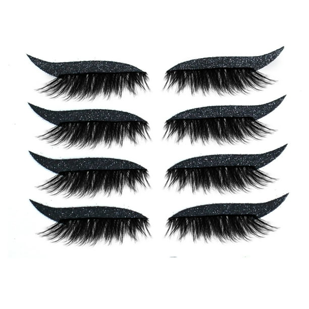 4 pares de pegatinas para pestañas postizas con sombra de ojos, fáciles de aplicar, sin pegamento.